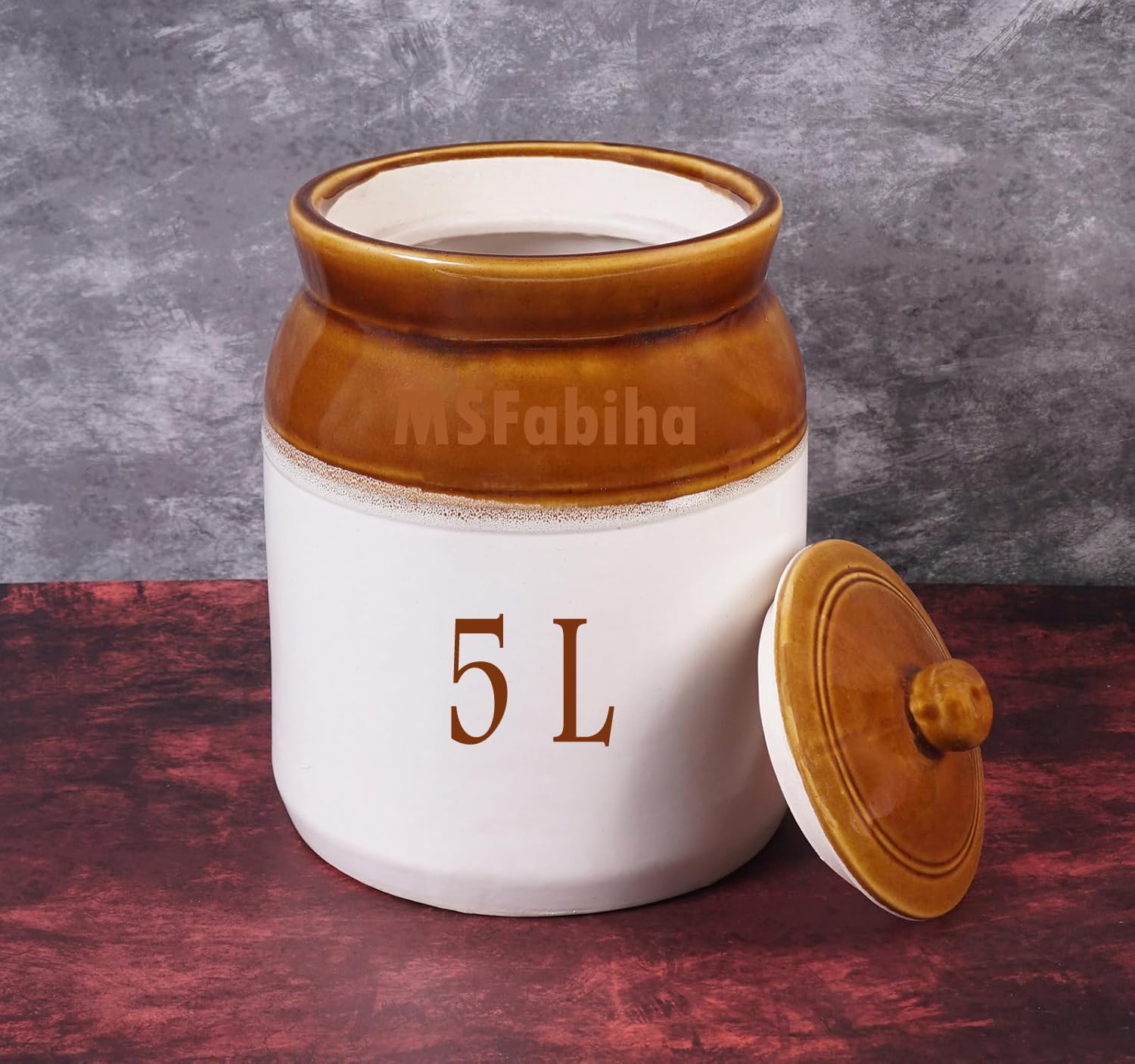 Buy MS Fabiha Ceramic Pickle jar 5Litre For Home & Kitchen brown